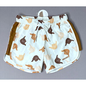 NWT Brixton Phoenix Shaka Hands Swim Trunks Boys 8-9 Yrs
